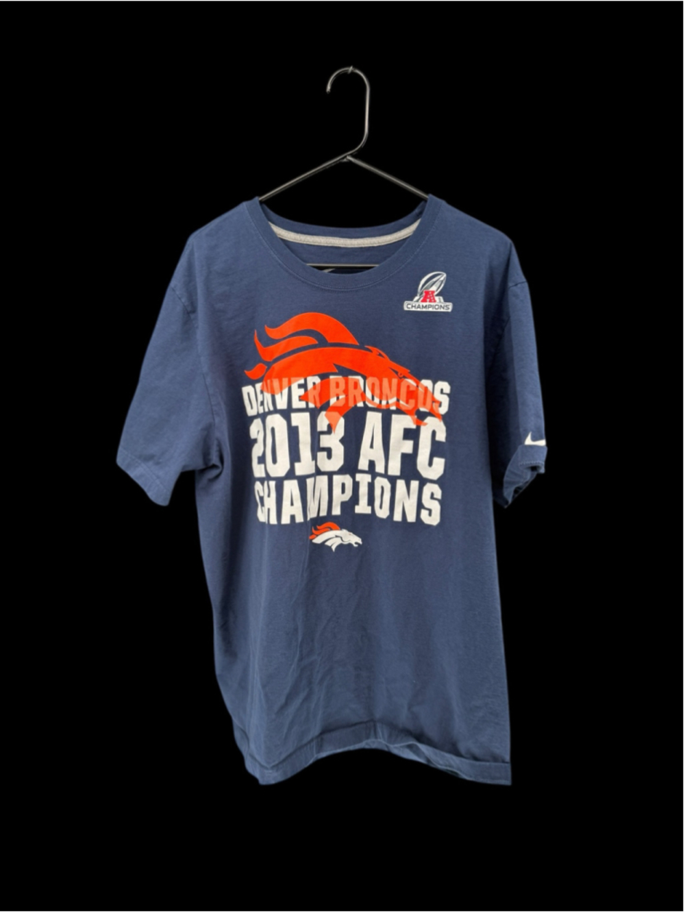 Men's Nike Denver Broncos 2013 AFC Champions T-Shirt, Blue/Orange, Size XL